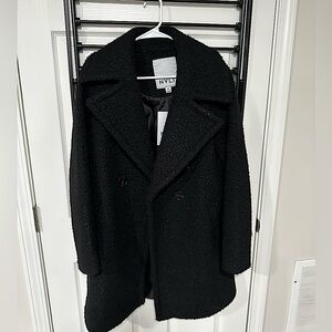 NWT Black Boucle Double Breasted Coat, Size Medium, NVLT Brand